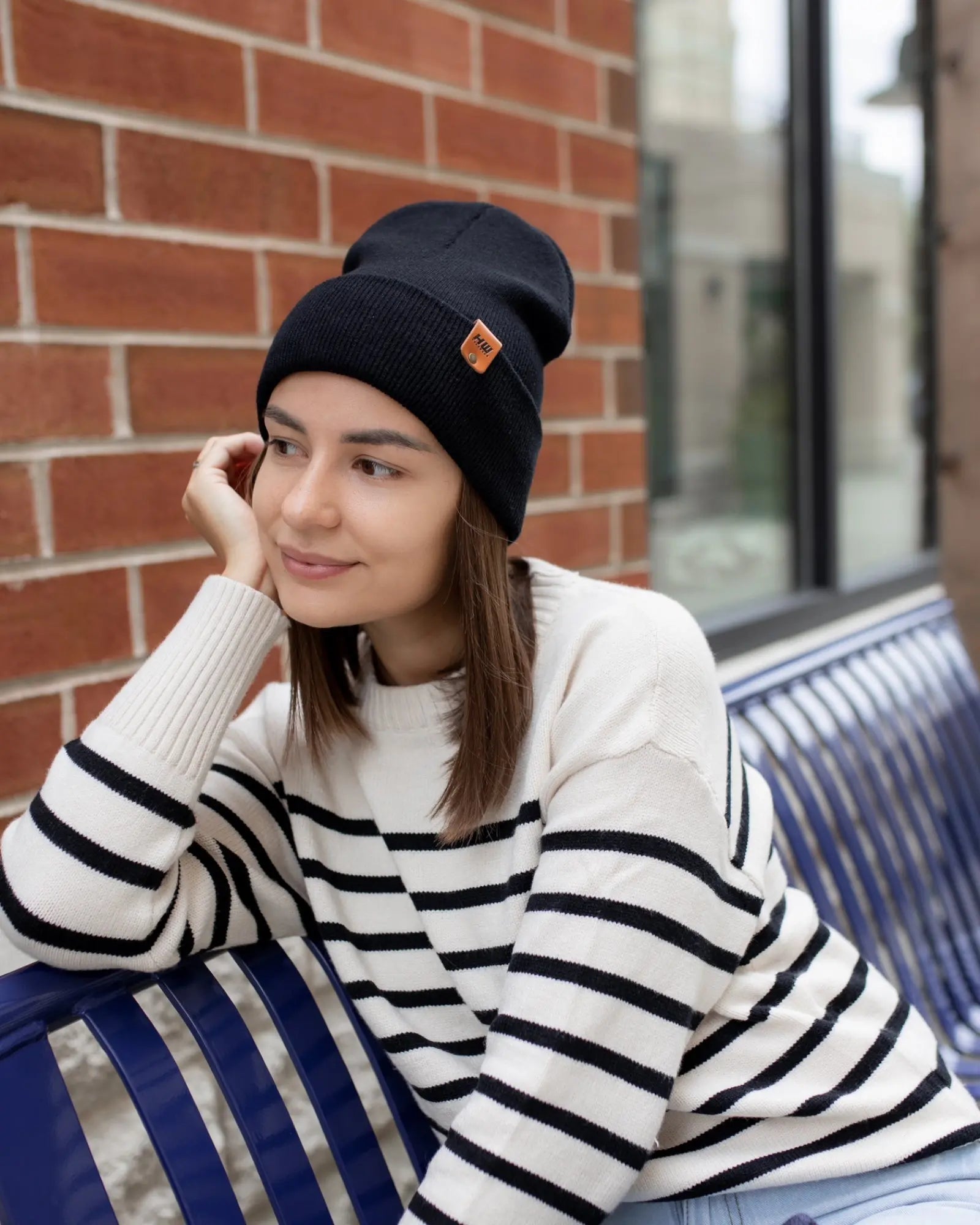 HAAKWEAR Knit Cuffed Classic Beanie / Hat - Midnight Black, Made in USA